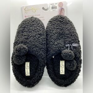 JESSICA Simpson Black Teddy Slippers XL
